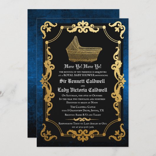 Medieval Renaissance Gothic Baby shower Kaart (Voorkant / Achterkant)