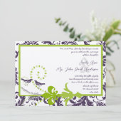 Medieval Renaissance Green Paars Floral Damask Kaart (Staand voorkant)