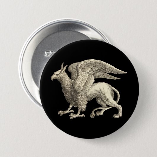 Medieval Renaissance Griffin Ronde Button 7,6 Cm (Voorkant /achterkant)
