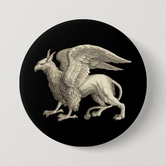 Medieval Renaissance Griffin Ronde Button 7,6 Cm (Voorkant)
