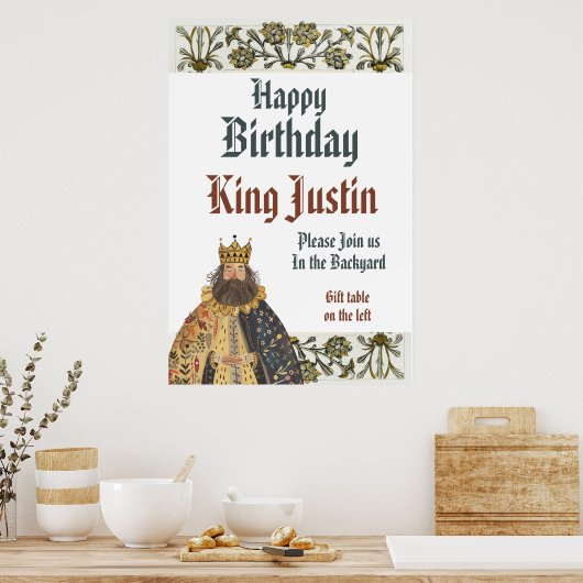 Medieval Renaissance King Birthday  Poster (Keuken)