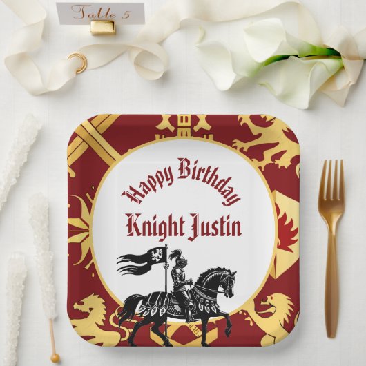 Medieval Renaissance Knight Birthday Papieren Bordje (Huwelijk)
