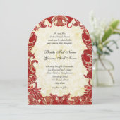 Medieval Renaissance Red  Paisley Wedding Kaart (Staand voorkant)