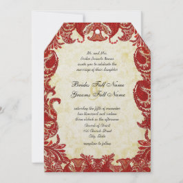 Medieval Renaissance Red  Paisley Wedding Kaart