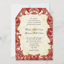 Medieval Renaissance Red  Paisley Wedding Kaart