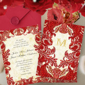 Medieval Renaissance Red  Paisley Wedding Kaart
