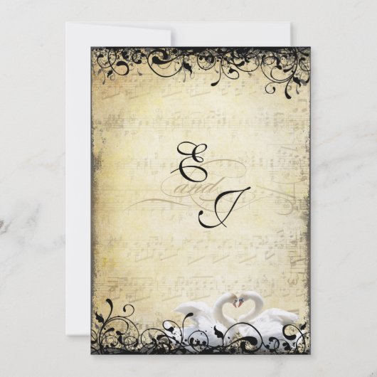 Medieval Renaissance Swan Lovebird Wedding Kaart (Achterkant)