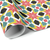 Medieval roemrijk patroon rode kruis cadeaupapier (Rol Hoek)