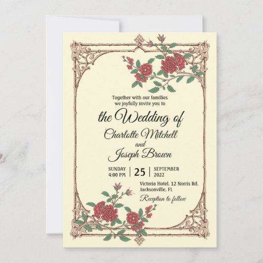 Medieval-Romantic met Wooden Lijst Weddenschap Kaart (Voorkant)