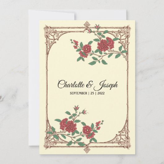 Medieval-Romantic met Wooden Lijst Weddenschap Kaart (Achterkant)