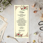 Medieval-Romantic met Wooden Lijst Weddenschap Menu<br><div class="desc">Het elegante middeleeuws ontwerp met een openwerk houten lijst en een bloeiende tak roept associaties op met de sonnetten van Shakespeare en zal de sublimiteit van je gevoelens benadrukken. Het warme natuurlijke kleurenschema en de goed leesbare tekst zullen een aangename indruk op uw gasten maken. Als u het product niet...</div>