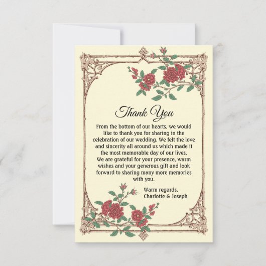 Medieval Romantic Weddenschap Hartelijk dank RSVP Kaartje (Voorkant)