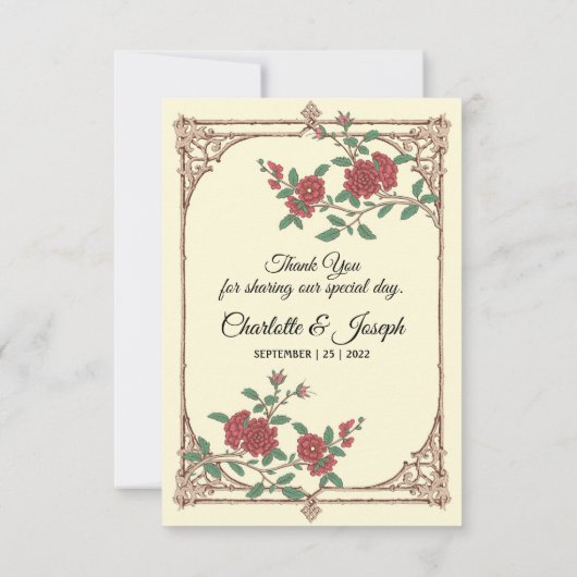 Medieval Romantic Weddenschap Hartelijk dank RSVP Kaartje (Achterkant)