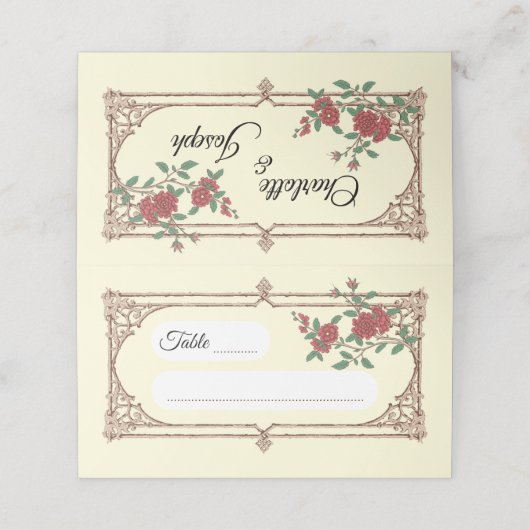 Medieval Romantic Wedding Folded Place Card Plaatskaartje (Buitenkant ongevouwen)