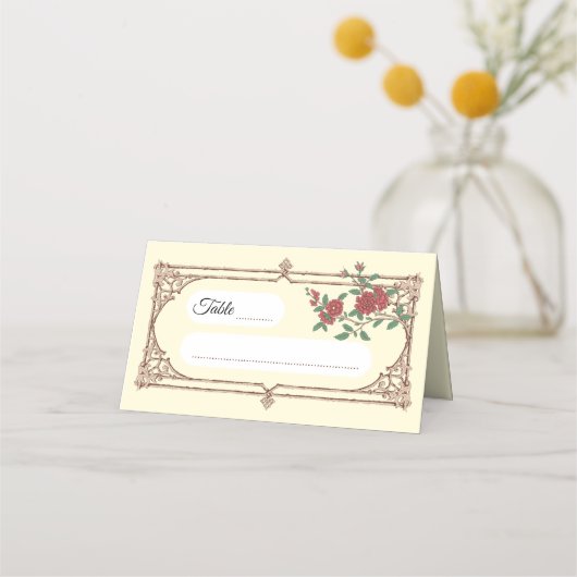 Medieval Romantic Wedding Folded Place Card Plaatskaartje (Voorkant)