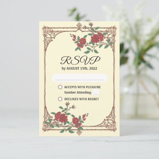Medieval Romantic Wedding RSVP Kaart (Staand voorkant)
