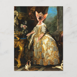 Medieval Royal Cat Portrait Painting Briefkaart