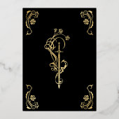 Medieval Royal Roses Sword Wedding Invitation Folie Uitnodiging (Achterkant)