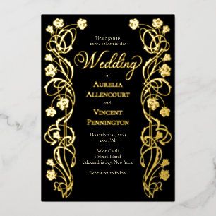 Medieval Royal Rozen Sword Wedding Invitation Folie Uitnodiging