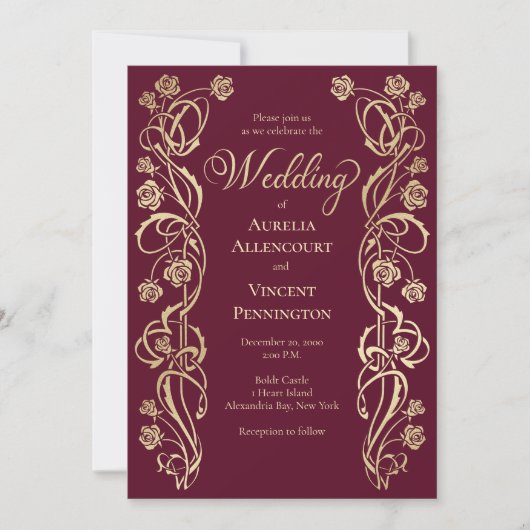 Medieval Royal Rozen Sword Wedding Invitation Kaart (Voorkant)