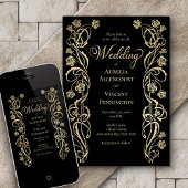 Medieval Royal Rozen Sword Wedding Invitation Kaart