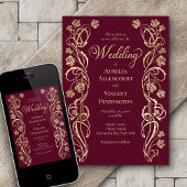 Medieval Royal Rozen Sword Wedding Invitation Kaart
