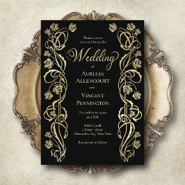 Medieval Royal Rozen Sword Wedding Invitation Kaart