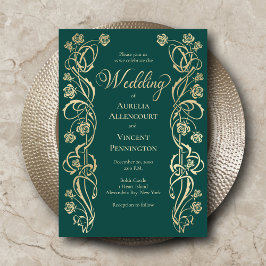Medieval Royal Rozen Sword Wedding Invitation Kaart