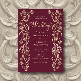 Medieval Royal Rozen Sword Wedding Invitation Kaart
