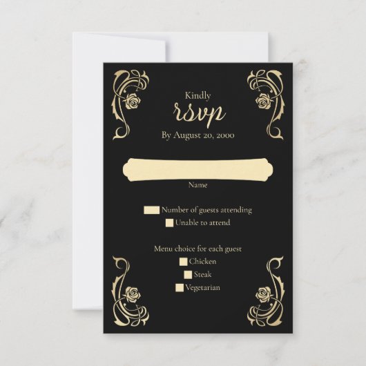 Medieval Royal Rozen Wedding RSVP Kaart (Voorkant)