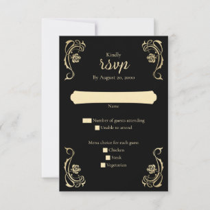 Medieval Royal Rozen Wedding RSVP Kaart