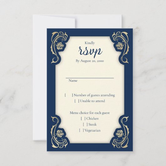 Medieval Royal Rozen Wedding RSVP Kaart (Voorkant)