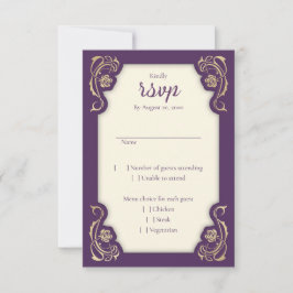 Medieval Royal Rozen Wedding RSVP Kaart