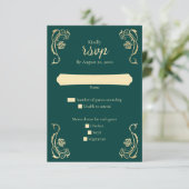 Medieval Royal Rozen Wedding RSVP Kaart (Staand voorkant)