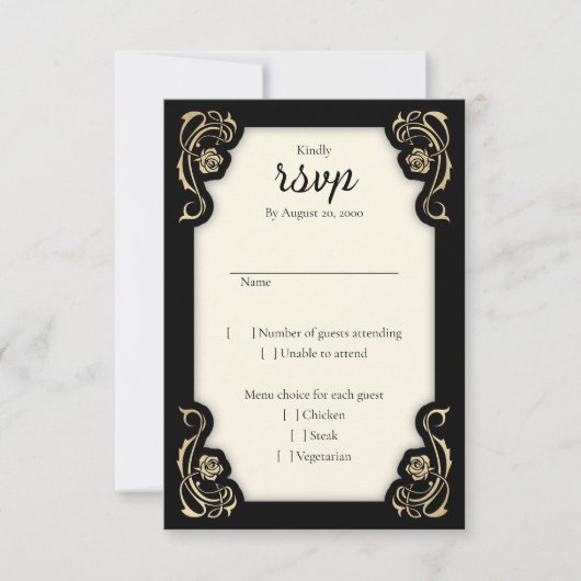 Medieval Royal Rozen Wedding RSVP Kaart (Voorkant)