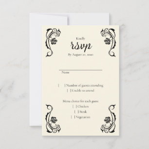 Medieval Royal Rozen Wedding RSVP Kaart