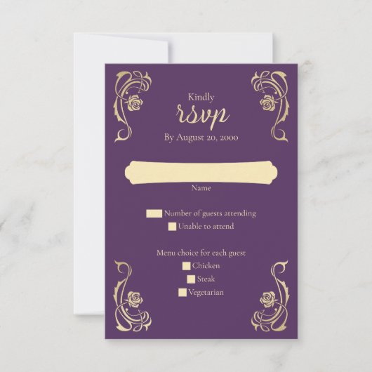 Medieval Royal Rozen Wedding RSVP Kaart (Voorkant)