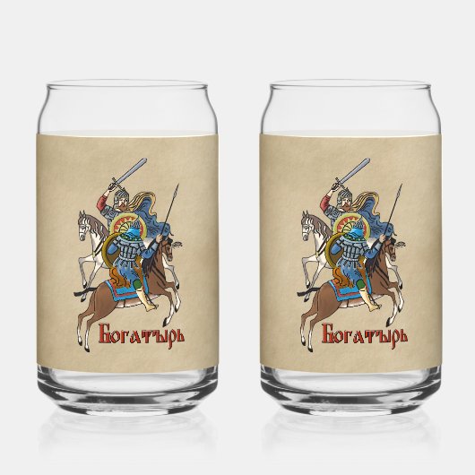 Medieval Russian Bogatyr Blikvorm Glas (Voorkant)