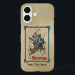 Medieval Russian Bogatyr iPhone 16 Hoesje<br><div class="desc">Een afbeelding van een gevecht tussen een Russische bogatyr en een Aziatische krijger, beide te paard. Cyrillische (Russische) tekst met de tekst "Богатырь"(Bogatyr) verschijnt ook. Aanpassen door uw eigen extra tekst toe te voegen. Bogatyri zijn heldhaftige personages die in middeleeuwse Slavische heldendichten worden gevonden. Ze zijn verwant aan de ridders-dolende...</div>