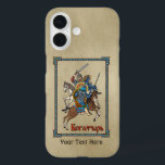 Medieval Russian Bogatyr iPhone 16 Hoesje<br><div class="desc">Een afbeelding van een gevecht tussen een Russische bogatyr en een Aziatische krijger, beide te paard. Cyrillische (Russische) tekst met de tekst "Богатырь"(Bogatyr) verschijnt ook. Aanpassen door uw eigen extra tekst toe te voegen. Bogatyri zijn heldhaftige personages die in middeleeuwse Slavische heldendichten worden gevonden. Ze zijn verwant aan de ridders-dolende...</div>