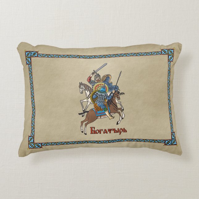 Medieval Russian Bogatyr Decoratief Kussen (Voorkant)