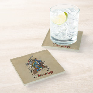 Medieval Russian Bogatyr Glazen Onderzetter