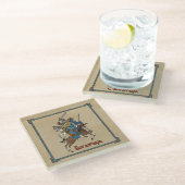 Medieval Russian Bogatyr Glazen Onderzetter (Schuin)