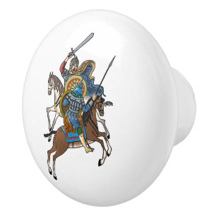 Medieval Russian Bogatyr Keramische Knop