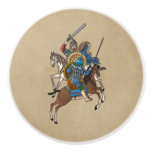 Medieval Russian Bogatyr Keramische Knop (Voorkant)