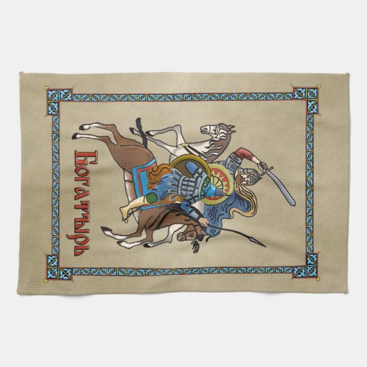Medieval Russian Bogatyr Theedoek (Horizontaal)
