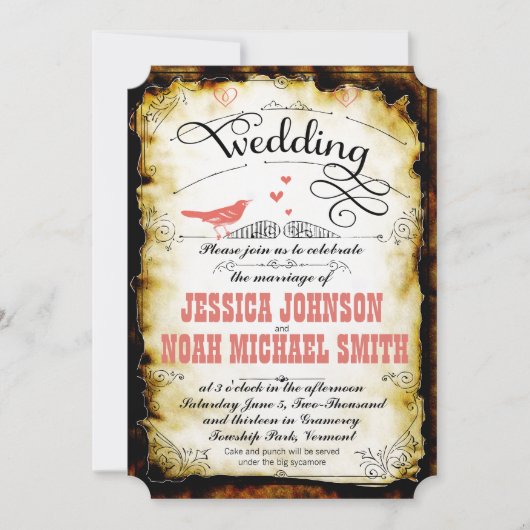 Medieval Rustisch  Koraal Verbrandend Gebied Kaart (Voorkant)