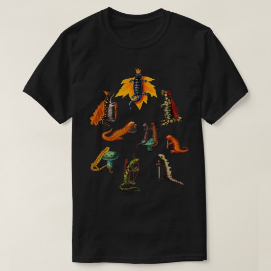 Medieval Salamanders en Newts T-shirt (Design voorkant)