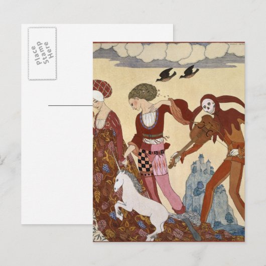 Medieval Scene van Georges Barbier Briefkaart (Voorkant / Achterkant)