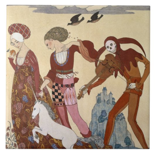 Medieval Scene van Georges Barbier Tegeltje (Voorkant)